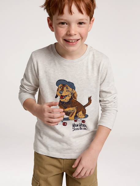T-shirt manches longues garçon blanc chiné+bordeaux+gris ardoise 2 - vertbaudet enfant 