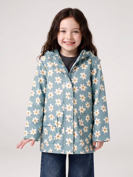 Ciré fille à capuche imprimé marine+multicolore+vanille+vert 25 - vertbaudet enfant 