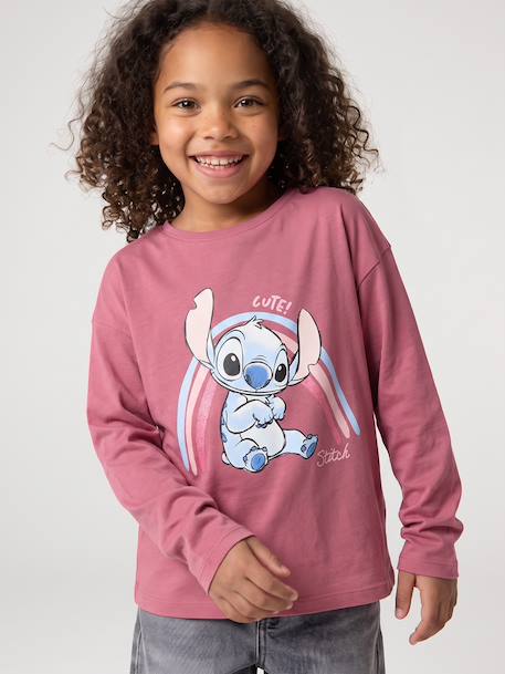 T-shirt manches longues Lilo et Stitch vieux rose 1 - vertbaudet enfant 