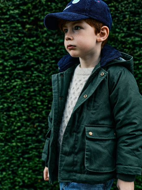 Parka garçon capuche amovible lichen 1 - vertbaudet enfant 