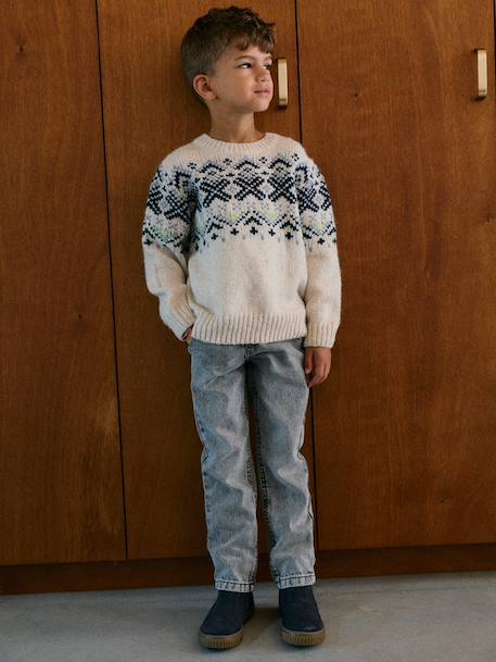 Jean garçon large facile à enfiler denim bleached+denim brut+gris+stone 17 - vertbaudet enfant 