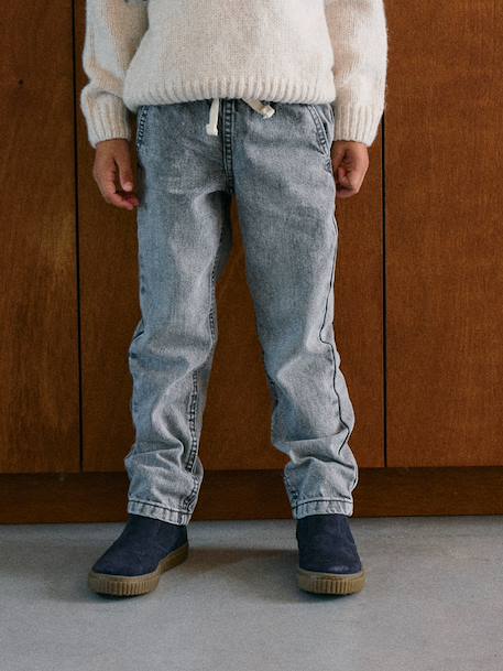 Jean garçon large facile à enfiler denim bleached+denim brut+gris+stone 16 - vertbaudet enfant 