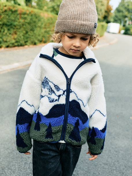 Veste sherpa garçon manches longues zippée - vertbaudet enfant