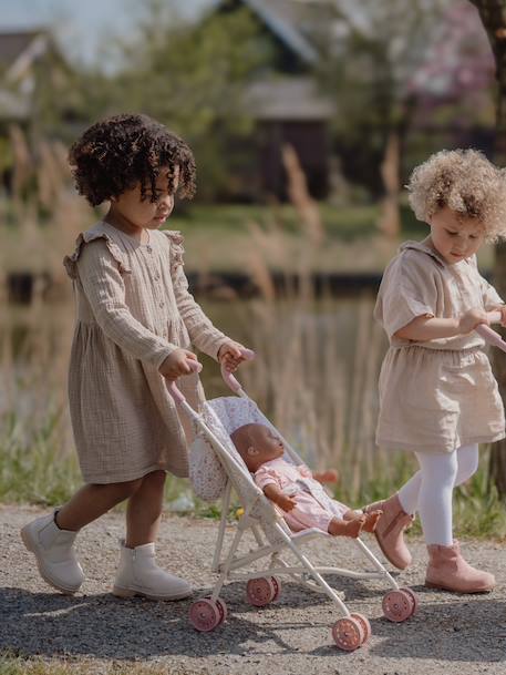 Poussette pour poupée fleurie écru 3 - vertbaudet enfant 