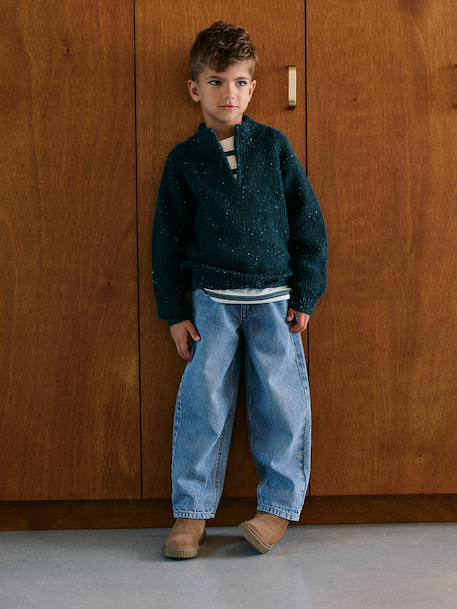 Pull col montant garçon bleu chiné 6 - vertbaudet enfant 