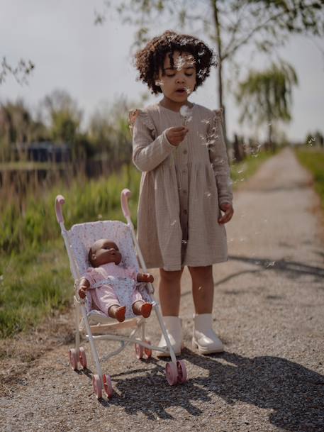 Poussette pour poupée fleurie écru 2 - vertbaudet enfant 