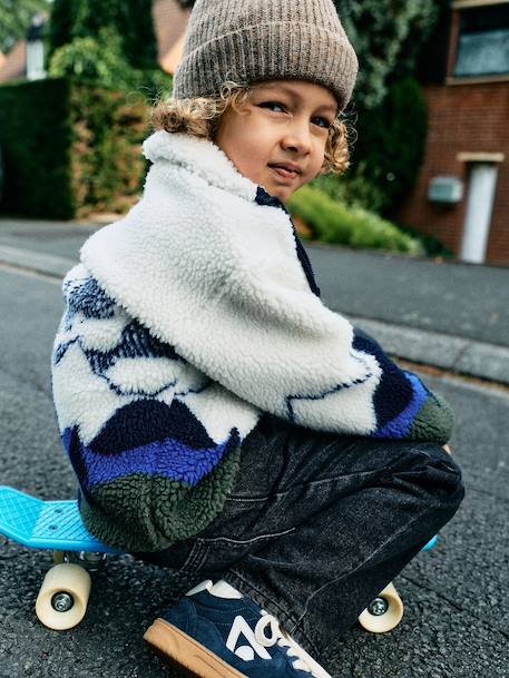 Veste sherpa garçon manches longues zippée écru 2 - vertbaudet enfant 