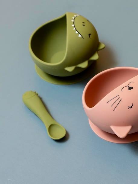 Set repas bébé Mr. Lion jaune+rose pâle+vert 12 - vertbaudet enfant 
