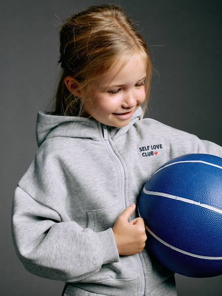 Ensemble jogging fille sweat zippé gris chiné 1 - vertbaudet enfant 
