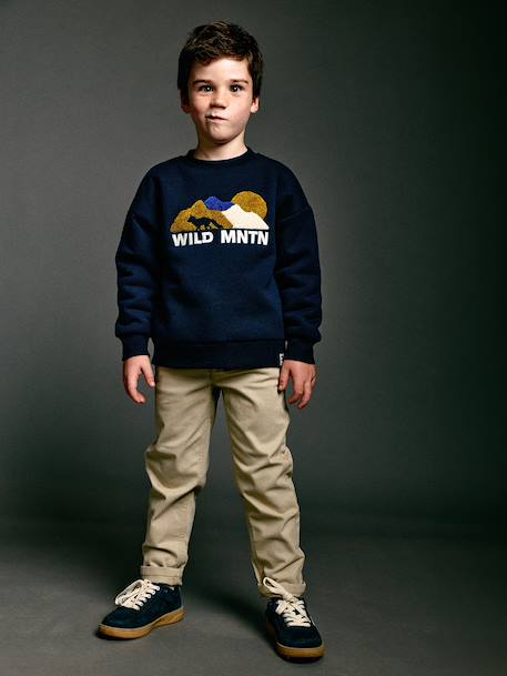 Pantalon garçon esprit chino facile à enfiler beige+marine 3 - vertbaudet enfant 