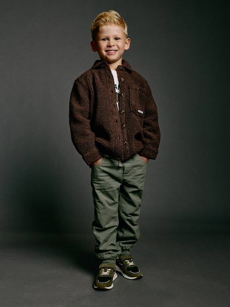 Pantalon style jogger doublé polaire garçon facile à enfiler encre+NOISETTE+vert sauge 19 - vertbaudet enfant 