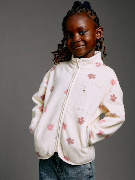 Sweat polaire fille zippé vanille 1 - vertbaudet enfant 