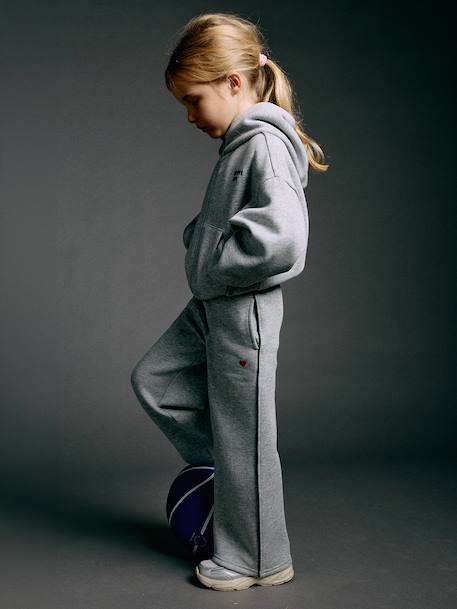 Ensemble jogging fille sweat zippé gris chiné 7 - vertbaudet enfant 
