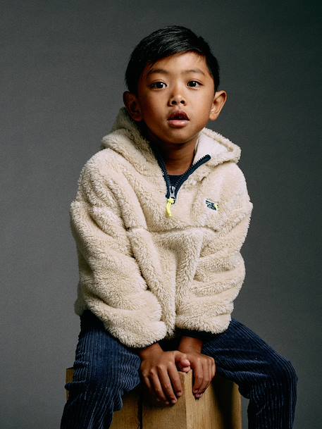 Sweat polaire à capuche garçon blanc 2 - vertbaudet enfant 