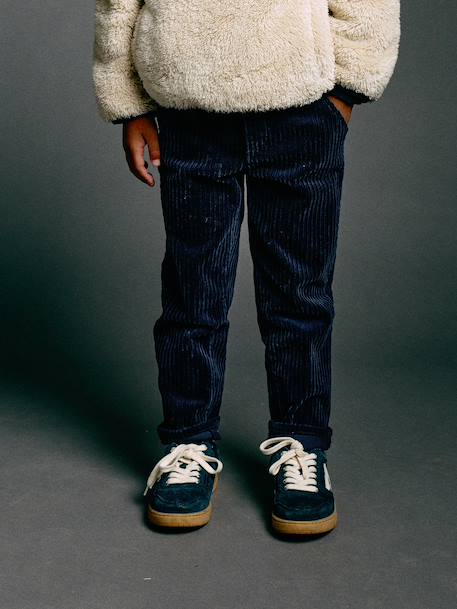 Pantalon en velours côtelé garçon facile à enfiler beige+bleu ardoise+marine 20 - vertbaudet enfant 