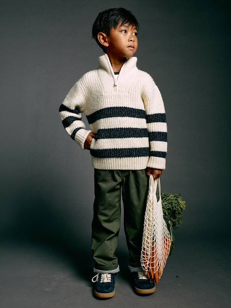 Pull col montant garçon blanc chiné 6 - vertbaudet enfant 