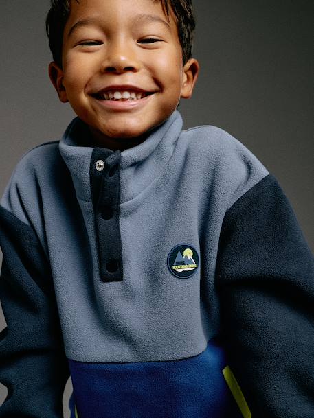 Sweat polaire garçon manches longues bleu+vert 2 - vertbaudet enfant 