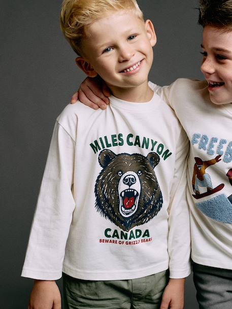 Tee-shirt motif animal garçon blanc+bleu pétrole+vert sapin 1 - vertbaudet enfant 
