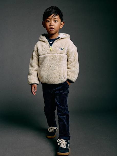 Sweat polaire à capuche garçon blanc 8 - vertbaudet enfant 