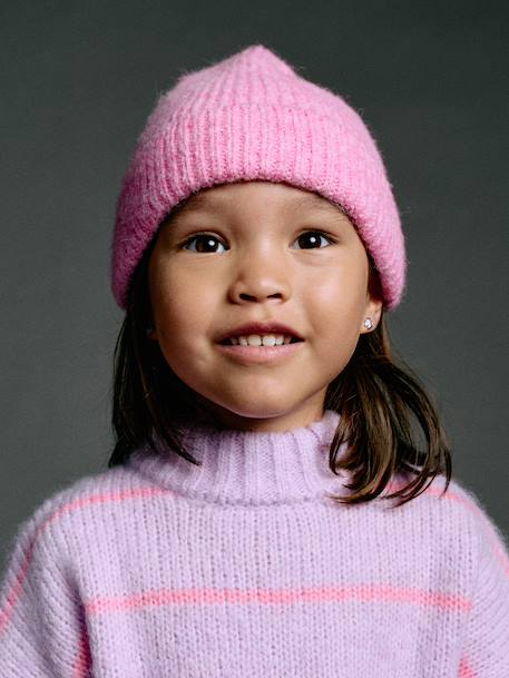 Ensemble bonnet et snood en tricot fuchsia 1 - vertbaudet enfant 