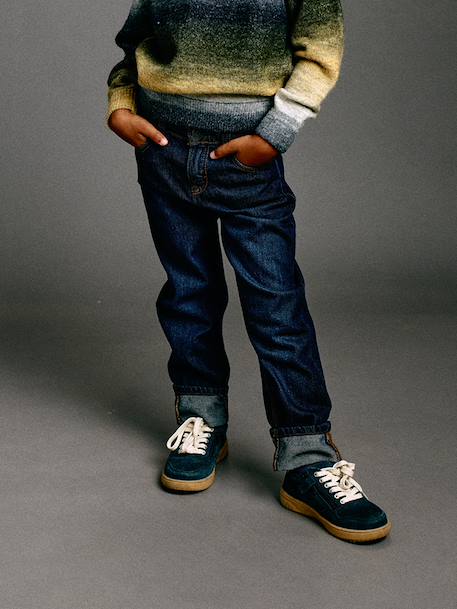 Jean garçon droit à revers denim brut+stone 1 - vertbaudet enfant 