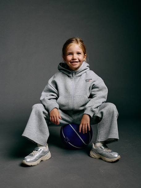 Ensemble jogging fille sweat zippé gris chiné 6 - vertbaudet enfant 