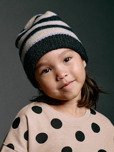 Ensemble fille bonnet, snood et gants tricot anthracite 1 - vertbaudet enfant 