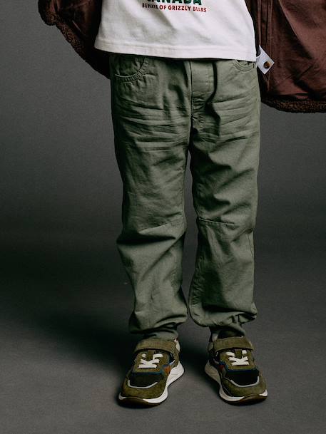 Pantalon style jogger doublé polaire garçon facile à enfiler encre+NOISETTE+vert sauge 18 - vertbaudet enfant 