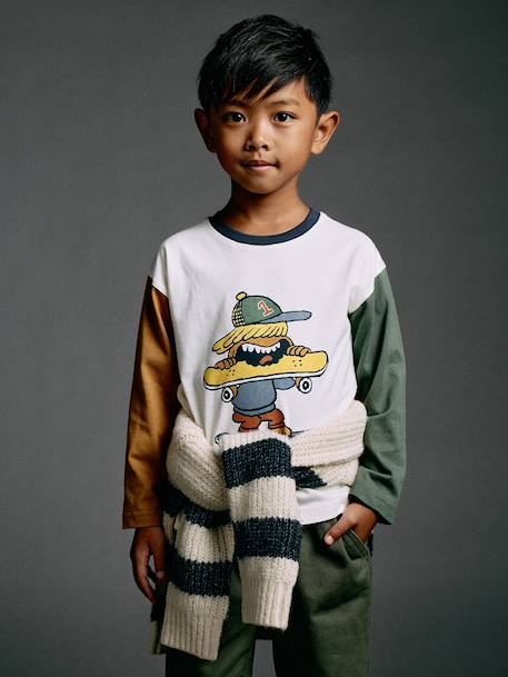 T-shirt manches longues garçon écru 1 - vertbaudet enfant 