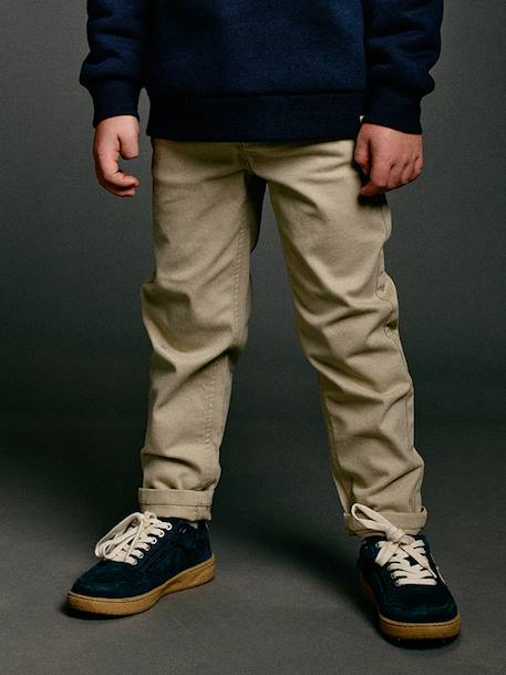 Pantalon garçon esprit chino facile à enfiler beige+marine 1 - vertbaudet enfant 
