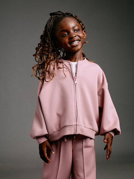 Sweat zippé fille vieux rose 1 - vertbaudet enfant 