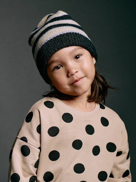 Sweat fille col rond écru+ivoire+rose pâle+taupe 19 - vertbaudet enfant 