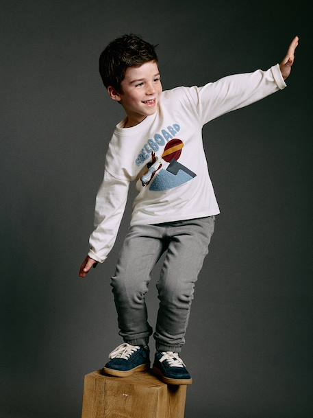 T-shirt manches longues garçon blanc+vert sauge 6 - vertbaudet enfant 