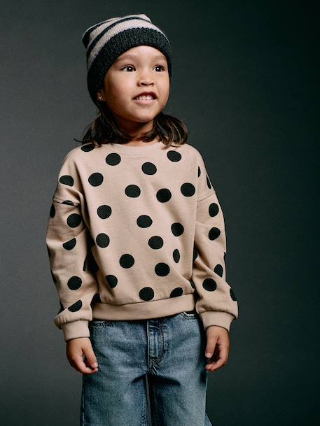 Sweat fille col rond écru+ivoire+rose pâle+taupe 18 - vertbaudet enfant 