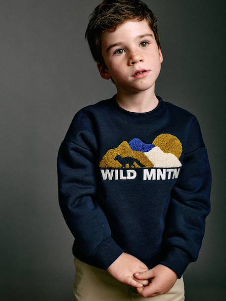 Sweat col rond garçon marine 2 - vertbaudet enfant 