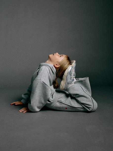Ensemble jogging fille sweat zippé gris chiné 8 - vertbaudet enfant 
