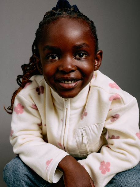 Sweat polaire fille zippé vanille 2 - vertbaudet enfant 