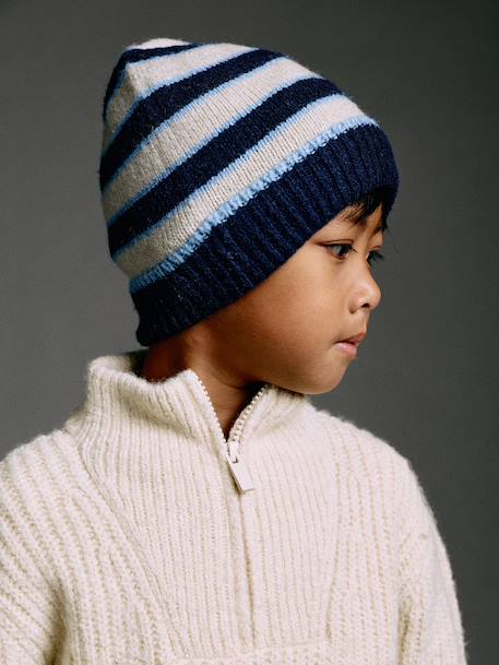 Ensemble garçon bonnet, snood et mitaines blanc chiné 1 - vertbaudet enfant 
