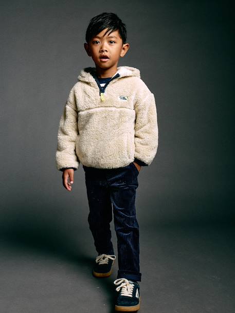 Pantalon en velours côtelé garçon facile à enfiler beige+bleu ardoise+marine 22 - vertbaudet enfant 