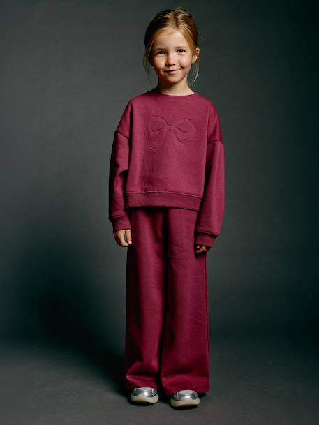 Ensemble sweat et pantalon jogging fille prune 1 - vertbaudet enfant 