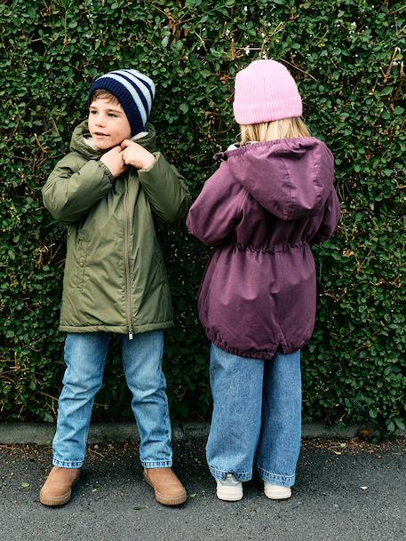 Parka fille à capuche doublée imitation fourrure bois de rose+camel+marine+noir+prune+vert foncé 42 - vertbaudet enfant 