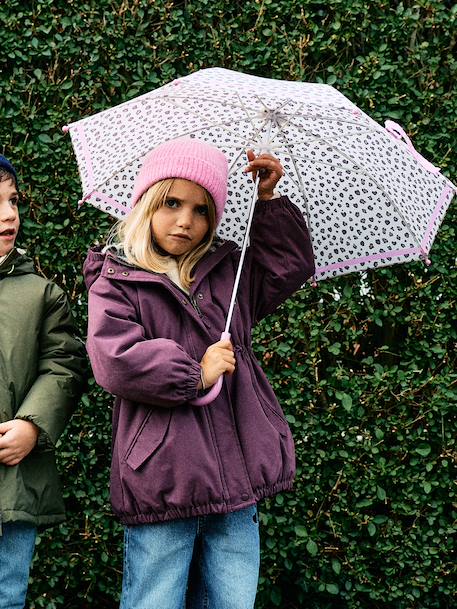 Parka fille à capuche doublée imitation fourrure bois de rose+camel+marine+noir+prune+vert foncé 33 - vertbaudet enfant 