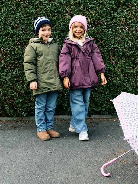 Parka fille à capuche doublée imitation fourrure bois de rose+camel+marine+noir+prune+vert foncé 43 - vertbaudet enfant 