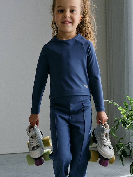 T-shirt manches longues technique fille bleu moyen 1 - vertbaudet enfant 