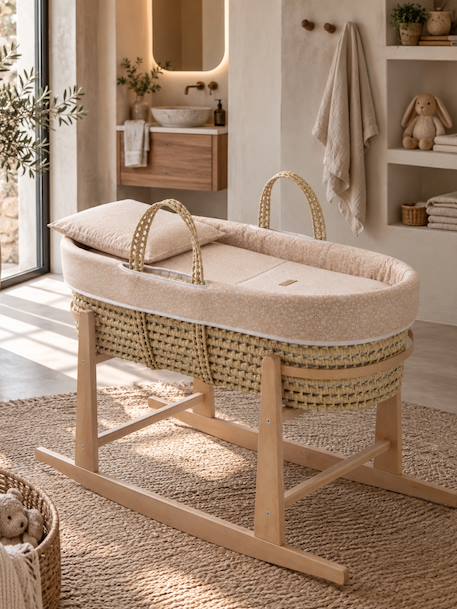 Couffin bébé matelassé avec support en bois Rose/blanc+Rose/naturel 5 - vertbaudet enfant 