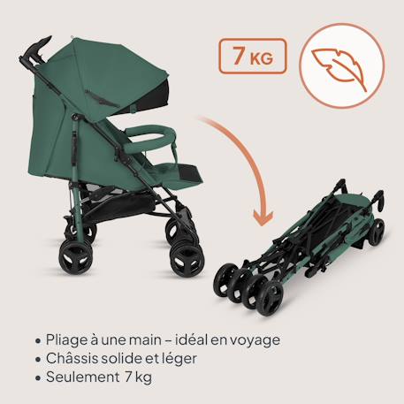 Poussette canne compacte irma 6-36 mois avec moustiquaire et amortisseurs avant Black onyx+Green emerald+Grey/dark grey 11 - vertbaudet enfant 