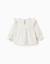 Sweat en coton peigné avec fleurs en relief Blanc 2 - vertbaudet enfant 