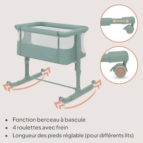Lit cododo berceau 3en1 Aurora avec matelas et sac Beige cappuccino+Beige taupe+Green sage+Grey concrete+Grey monument 16 - vertbaudet enfant 
