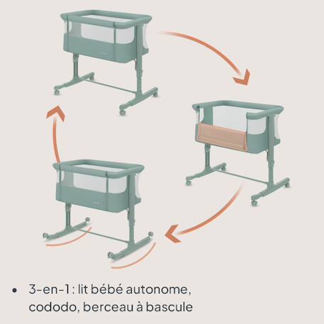 Lit cododo berceau 3en1 Aurora avec matelas et sac Beige cappuccino+Beige taupe+Green sage+Grey concrete+Grey monument 15 - vertbaudet enfant 