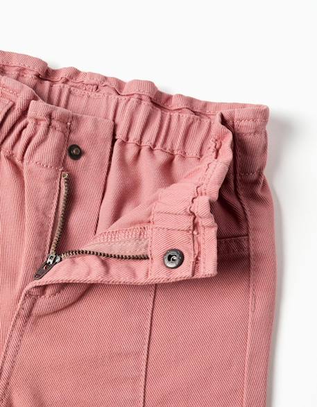 Pantalon à jambe large en sergé avec volants Rose 3 - vertbaudet enfant 
